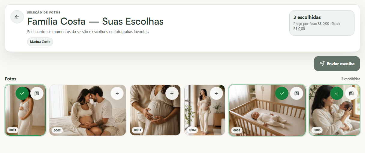 Seleção de fotos do Ateliê Aurora: Marina marcou três fotografias da família.