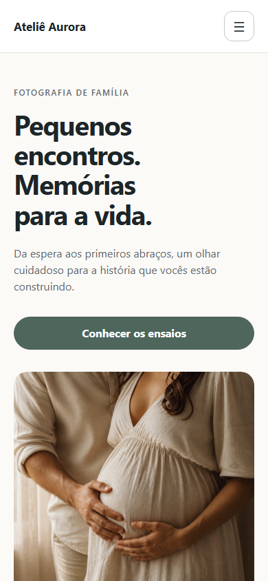 Site do Ateliê Aurora adaptado ao celular.